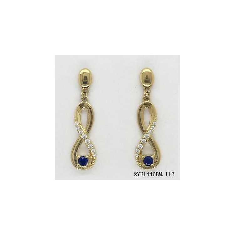 Boucles D Oreilles Pl.Or 3M14K Oz Et Pierre Synthetique