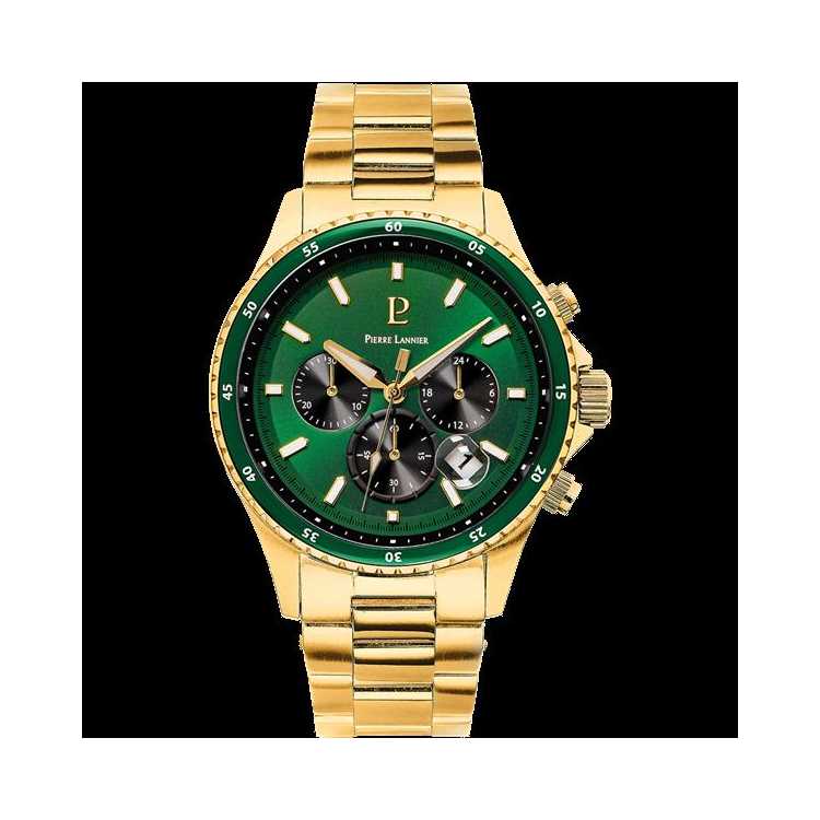 Montre ChronomTre Dor MTal Fonds Vert