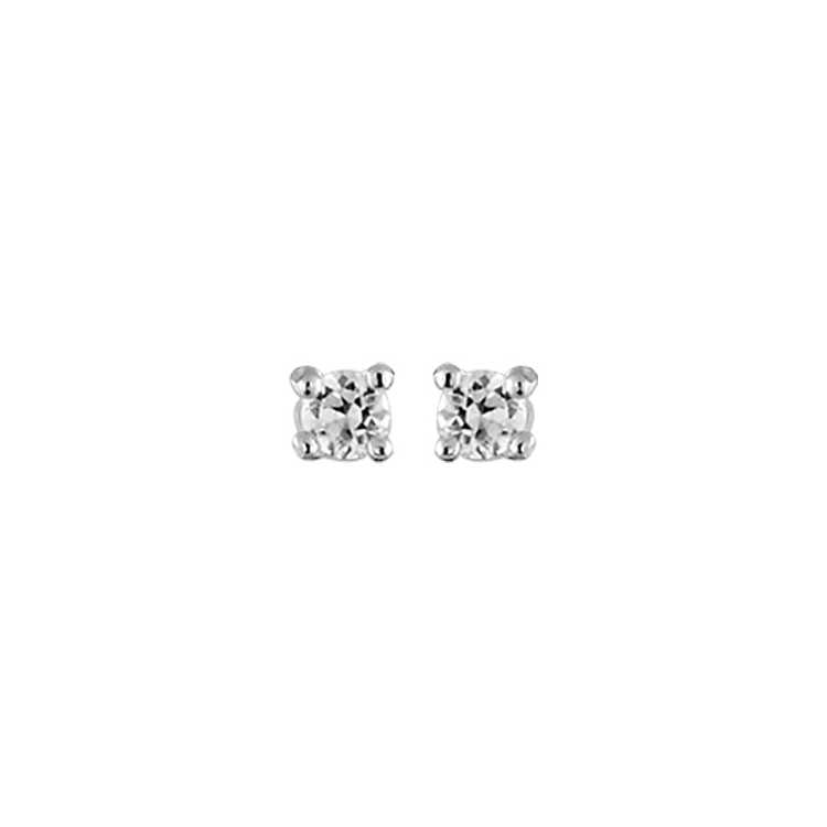 Boucles D'Oreilles Argent Rhodie Oxyde Serti Griffe 2 Mm