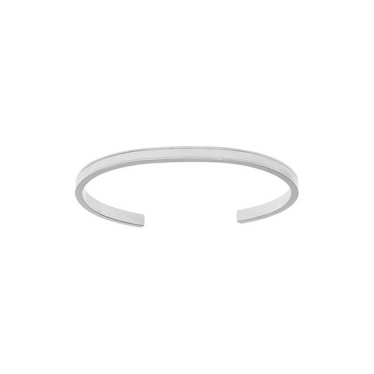 Bracelet Acier Rigide 4Mm Ouvert 58Mm Resine Blanche