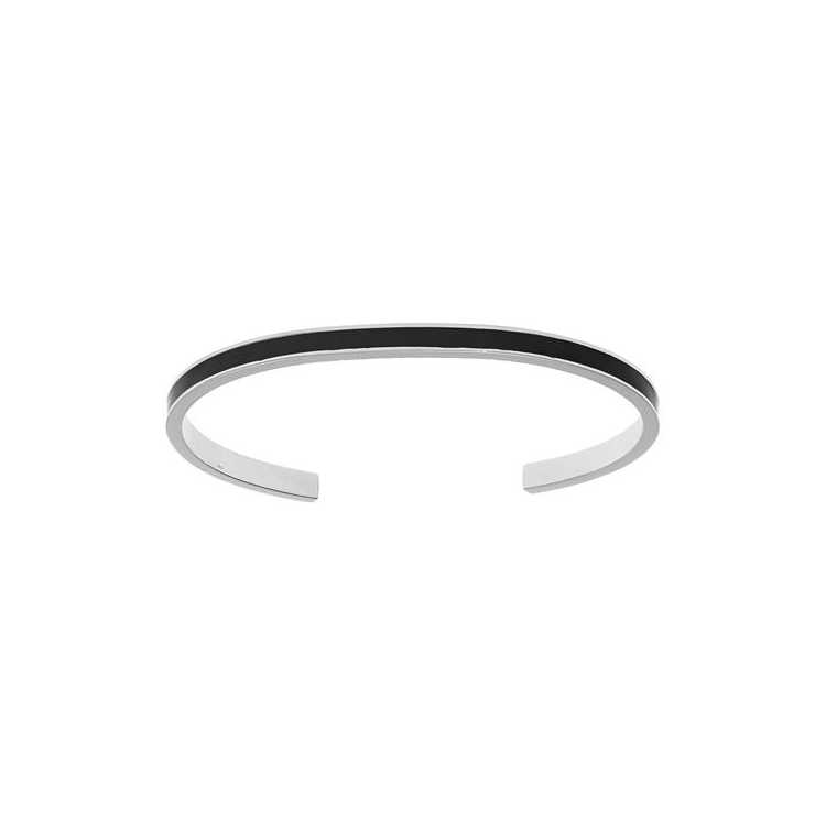 Bracelet Acier Rigide 4Mm Ouvert 58Mm Resine Noire