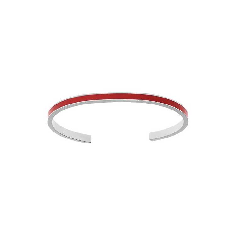 Bracelet Acier Rigide 4Mm Ouvert 58Mm Resine Rouge