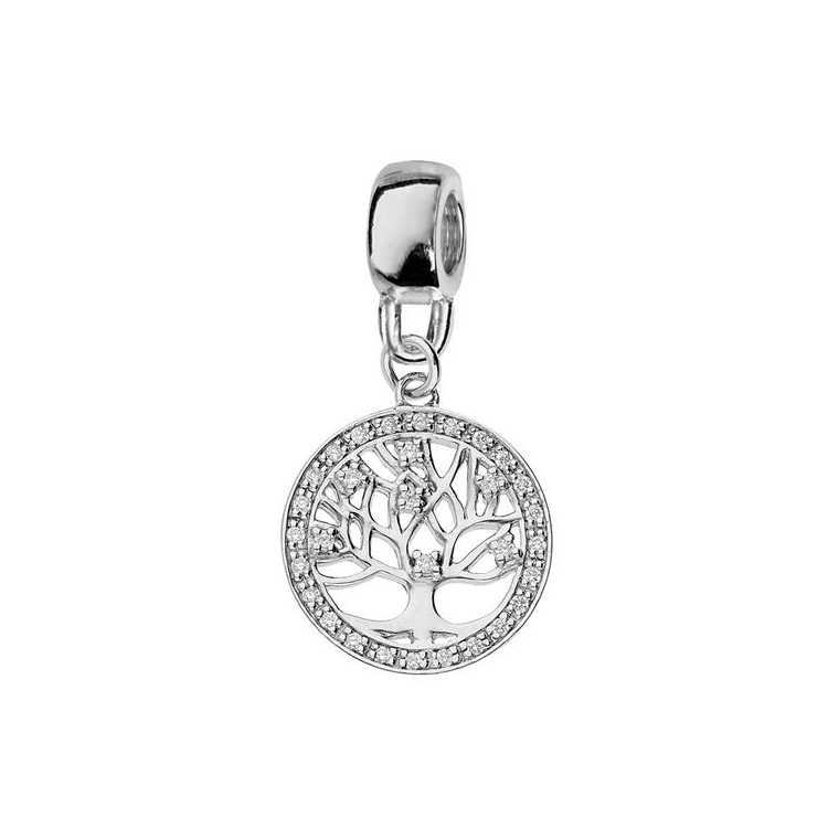 Charms Coulissant Argent Arbre De Vie Oxydes