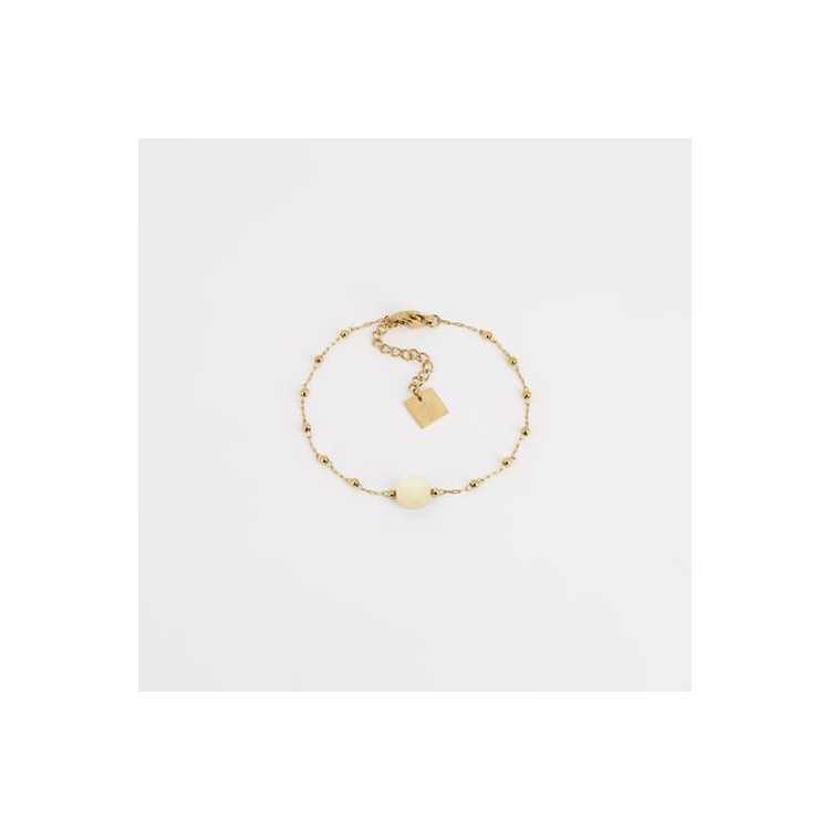 Bracelet–Pablo–Acier Dore–Nacre Blanche–