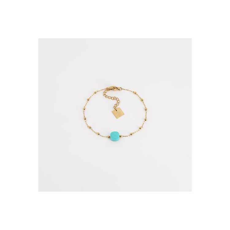 Bracelet–Pablo–Acier Dore–Turquoise