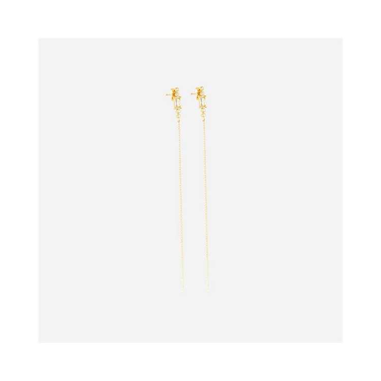 Boucle D Oreille–Long–Acier Dore