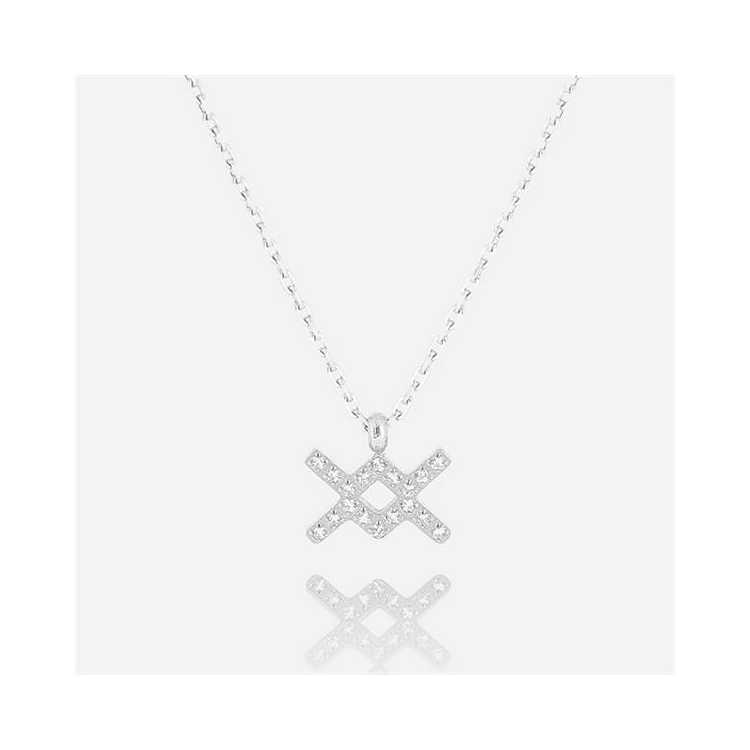 Collier–Aquarius–Acier–Verseau - Zirconium–38+5Cm