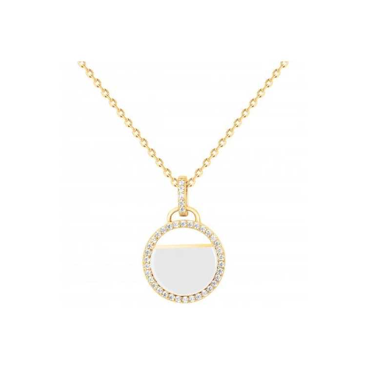 Collier . Pl.Or 3M Ceramique Blanche Oz 42+3Cm