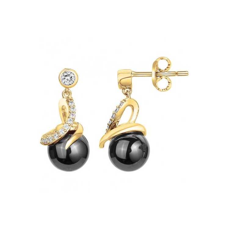 Boucles D Oreilles  Pl.Or 3M Ceramique Noire Oz