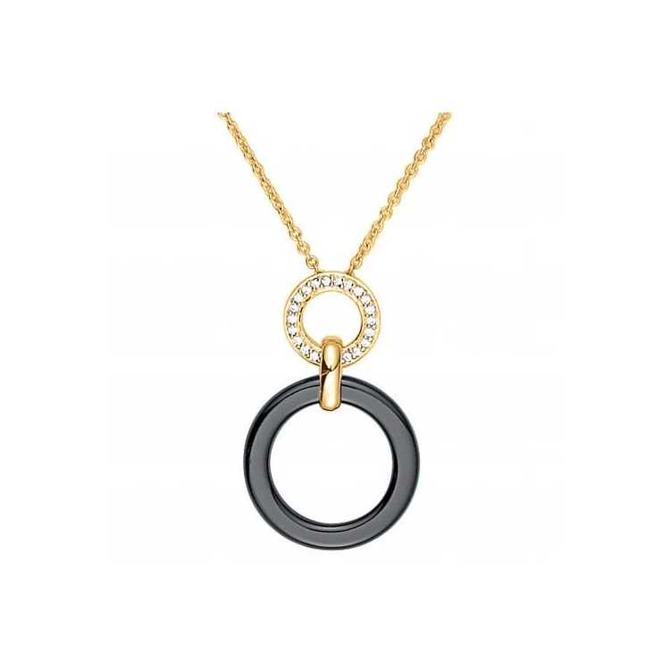 Collier . Pl.Or 3M14K Et Ceram.N-42+3Cm