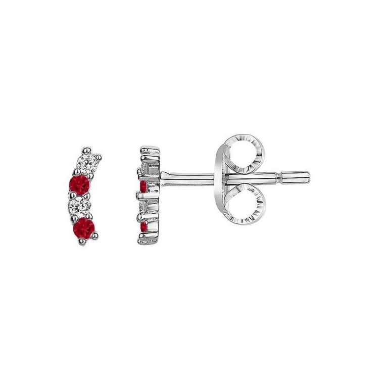 Boucles D'Oreilles Argent Et 8 Oz Rouge Et Blanc