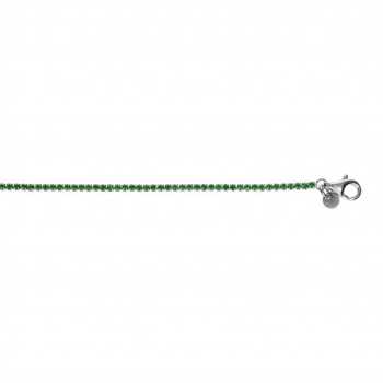 Bracelet Argent Rhodie Riviere Oxydes Vert Sertis Diam 2.5Mm