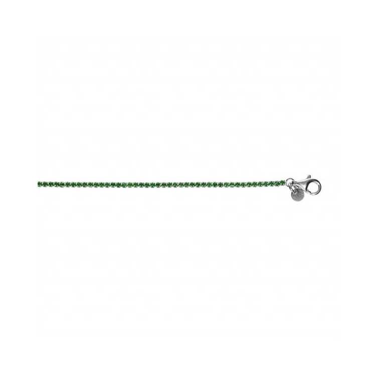 Bracelet Argent Rhodie Riviere Oxydes Vert Sertis Diam 2.5Mm