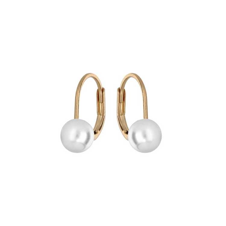 Boucles D'Oreilles Plaqué Or Dormeuse Perle Imitation 6Mm Bl