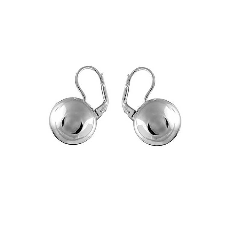 Boucles D'Oreilles Argent Rhodie Boule 14Mm