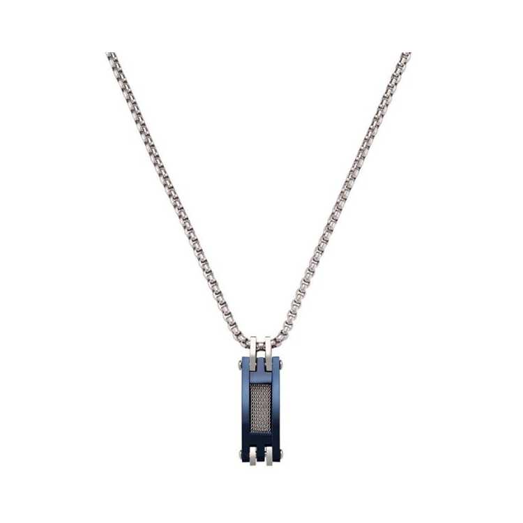 Sephir- Collier Acier Bicolore Bleu