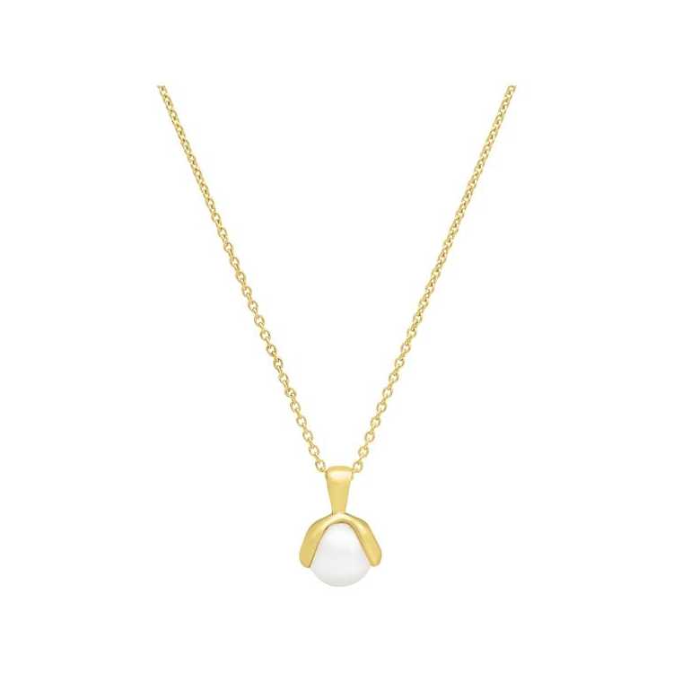 Athéna- Collier Argent Doré (3,16 Gr.), Perle Blanche