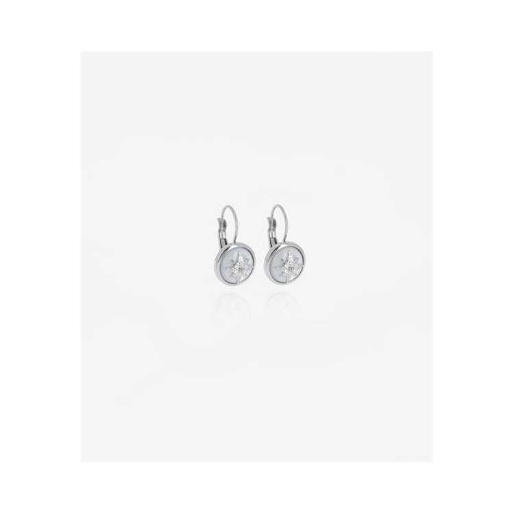 Boucle D Oreille–Evelyne–Acier–Nacre