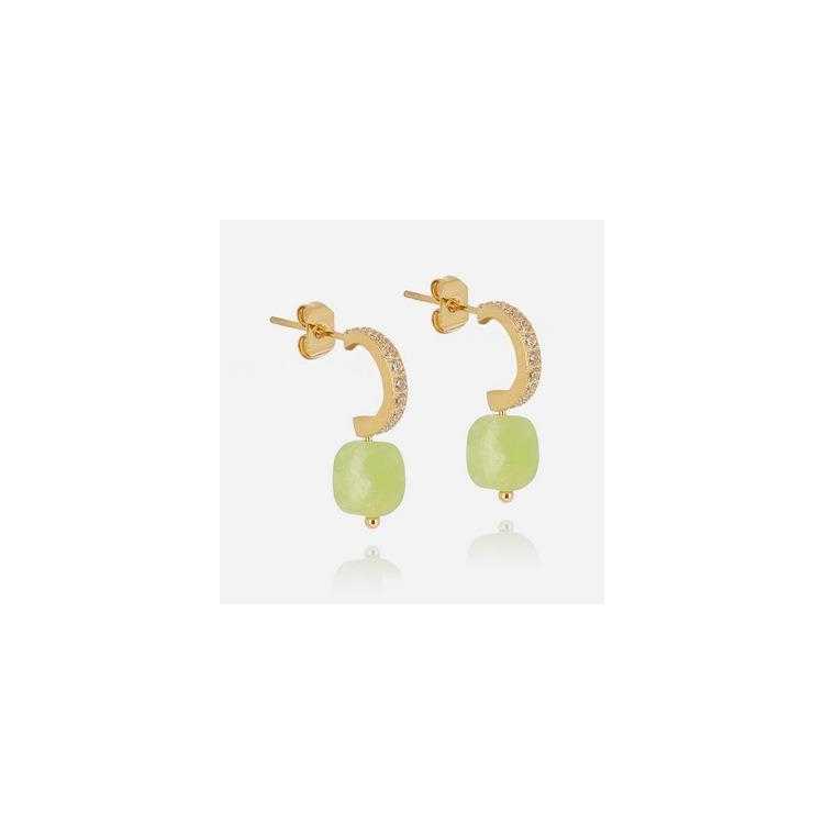 Boucle D Oreille–Medium–Acier Dore–Chrysoprase