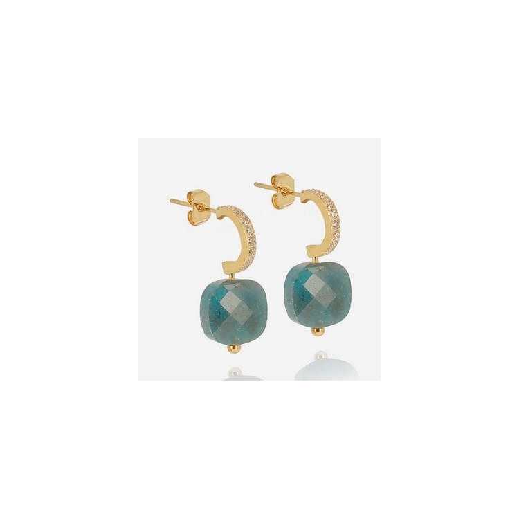 Boucle D Oreille–Medium–Acier Dore–Apatite