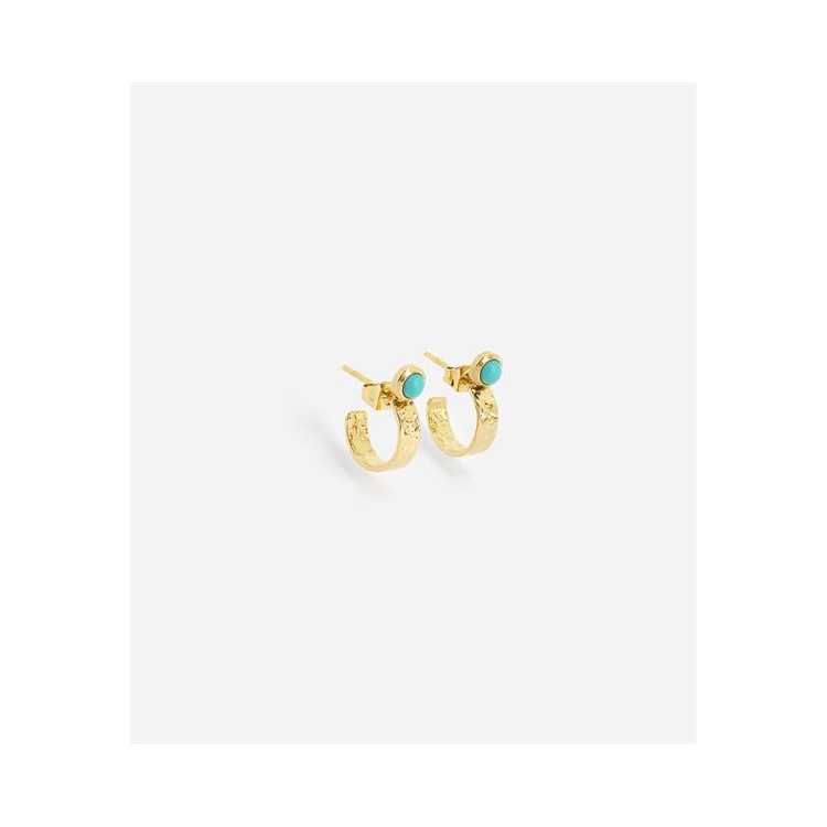 Boucles D Oreilles-Earring - Dore Turquois 3X11Mm