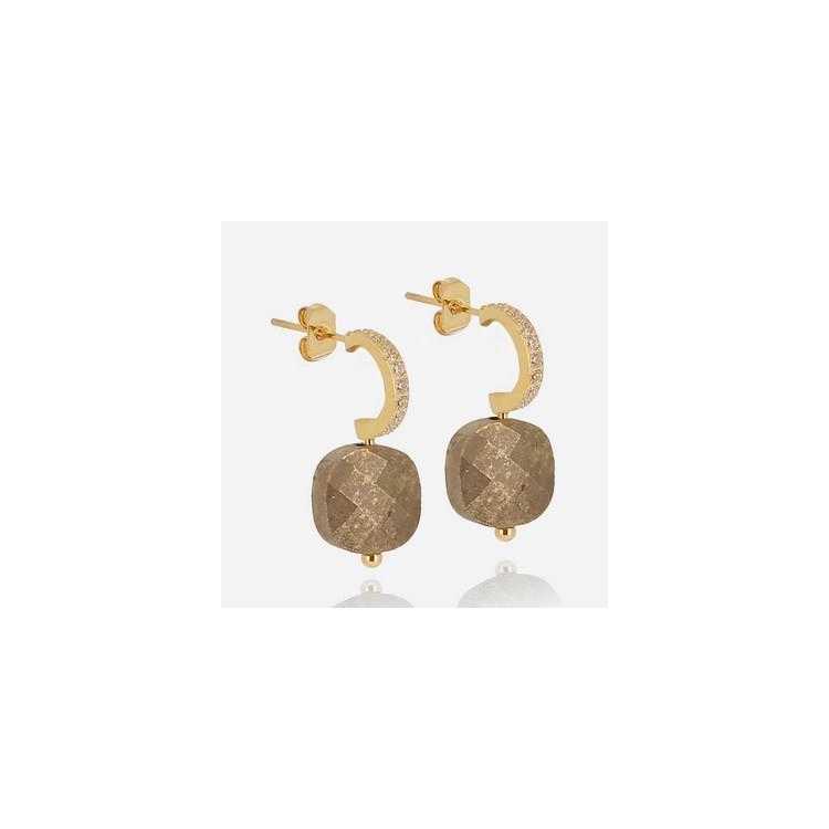 Boucle D Oreille–Medium–Acier Dore–Pyrite