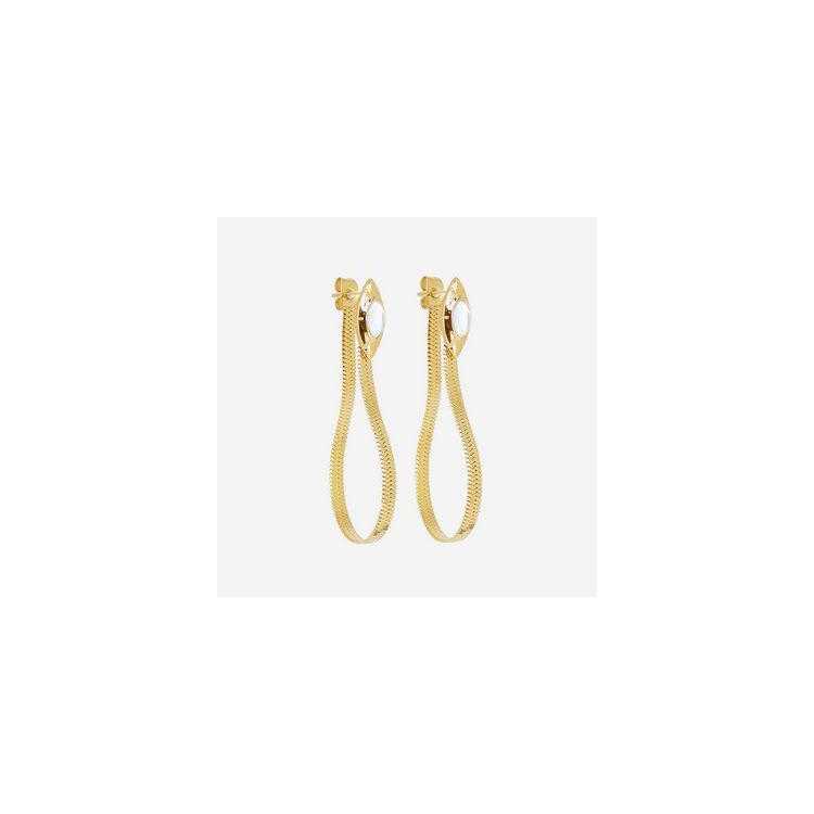 Boucle D Oreille–Creole–Acier Dore–Nacre