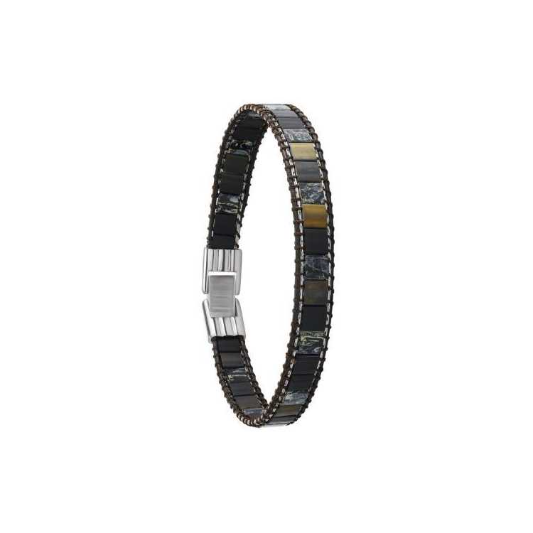 Orion - Bracelet Acier Inoxydable, Perles Muliticolores En V