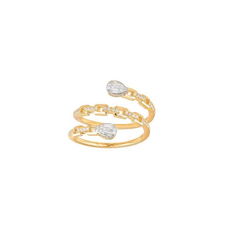 Bague Spirale Diamants Ronds 0.26 Ct Or Jaune