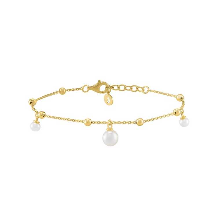 Aurelia- Bracelet Argent Dore (1,7 G.), Perles Dorees Et Bla