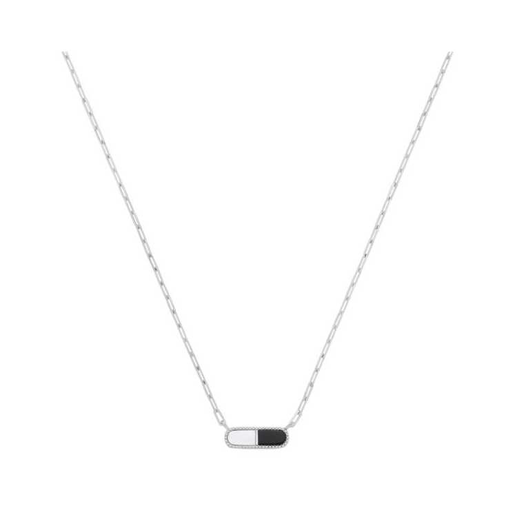 Styles- Collier Argent  (5,47 G), Onyx, Nacre Blanche