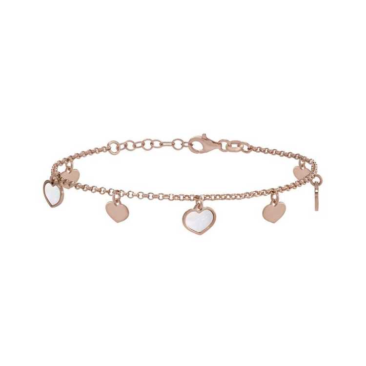 Noa - Bracelet Argent (3,83 G.) Motif Coeur, Or Rose, Nacre