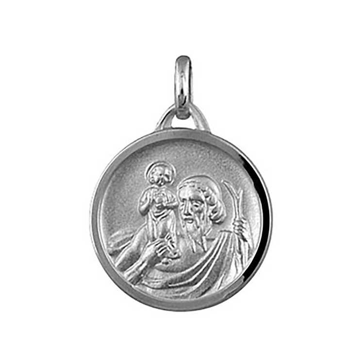 Pendentif Rond St Christophe 18Mm Argent Rhodie