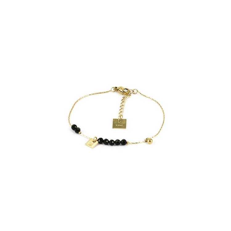 Braceletâ–Belo Horizonteâ–Acier Doreâ–Onyxâ–15+3Cm