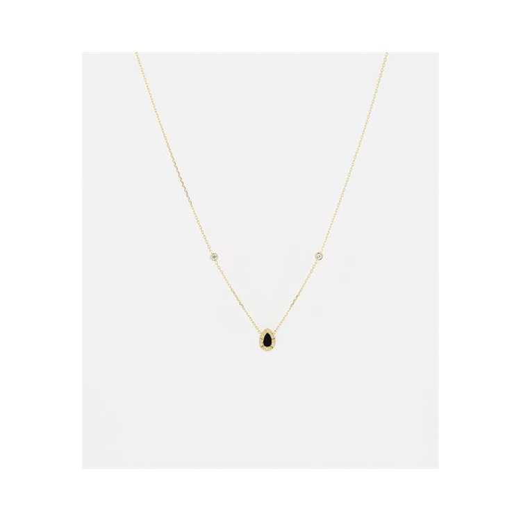 Collier-Necklace - Dore Noir - Gold Black - Zirconium + Onyx