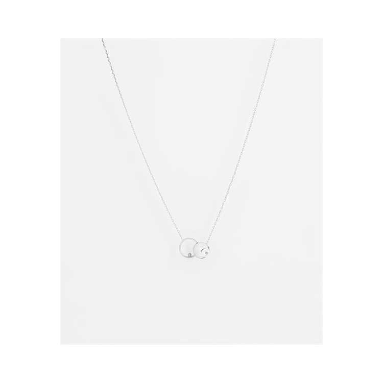 Collier-Necklace - Acier Blanc - Steel White - Zirconium 38+