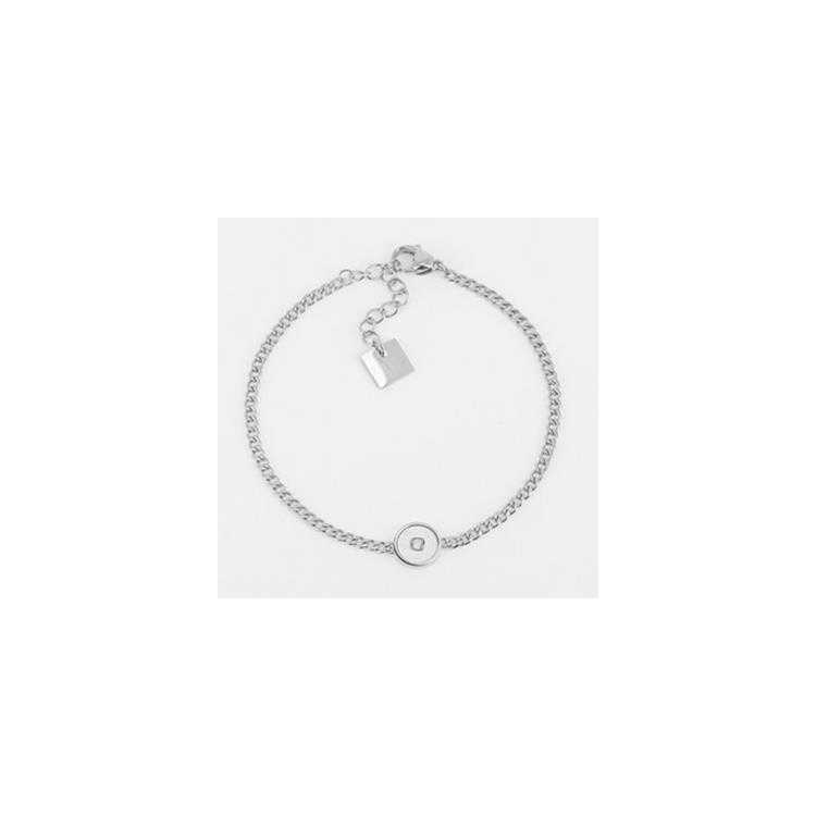 Braceletâ–Lauraâ–Acierâ–Nacre Blancheâ–15+3Cm P:8.3Mm