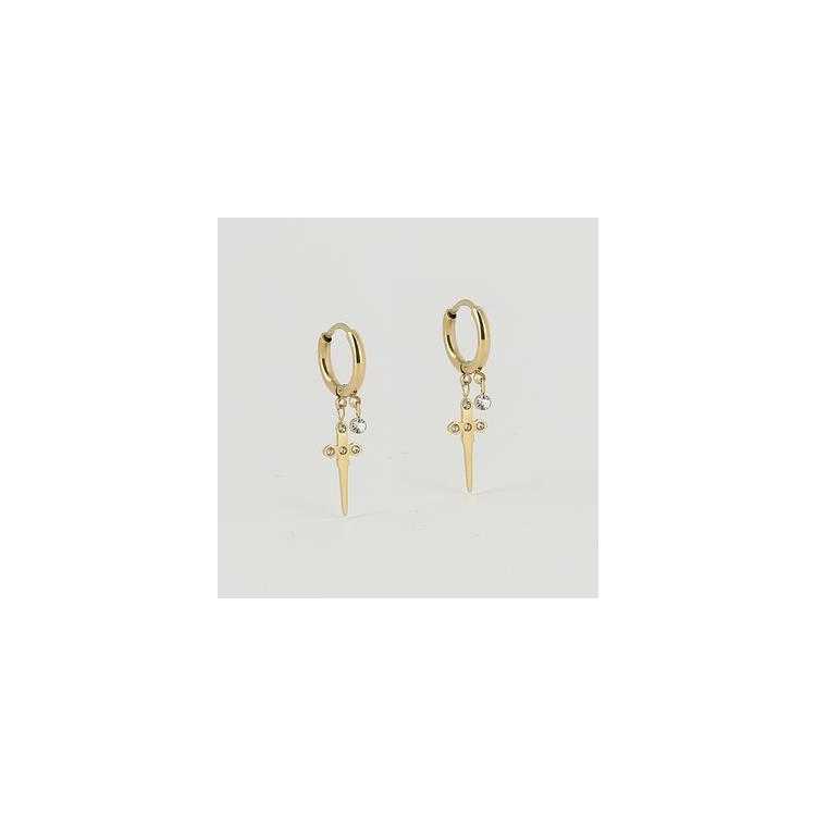 Boucles D Oreilles-Earring - Dore Blanc