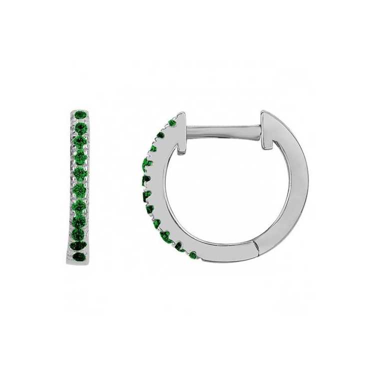 Boucles D Oreilles Argt. Et 22 Pierre Synth. Vert