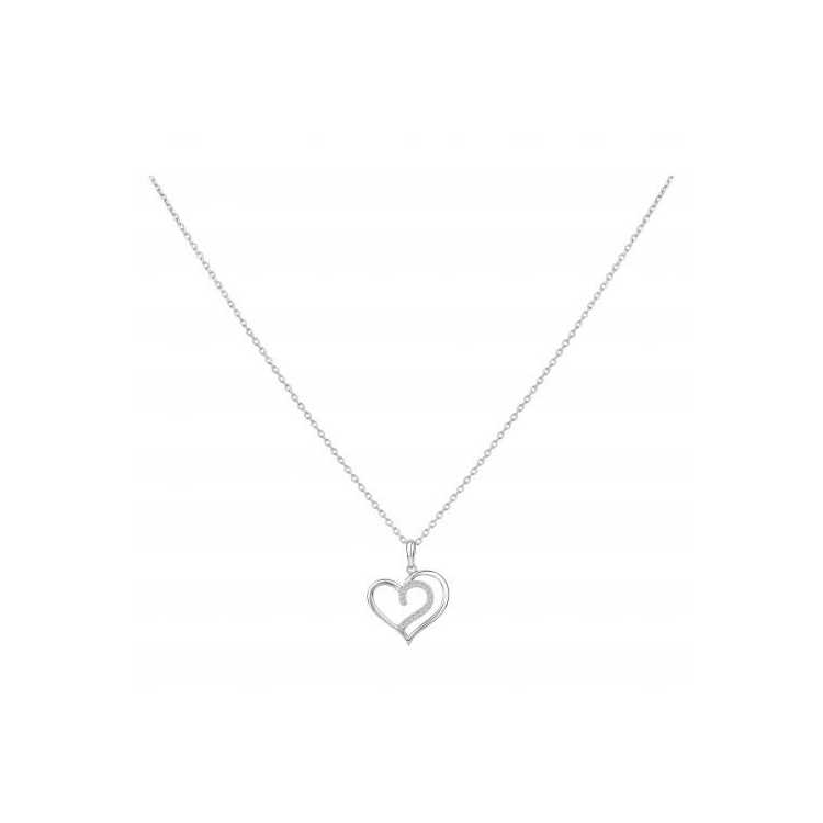 Coll.Ier Pendentif .Coeur Argent  17 Oz Blanc 42+3Cm