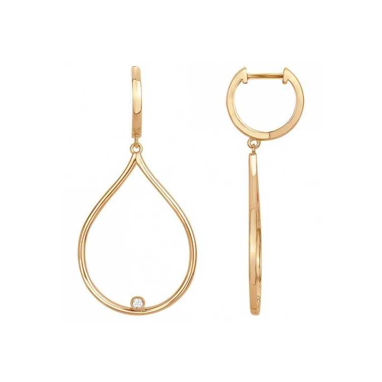 Boucles D'Oreilles Plaque Or Jaune 3M18K, 2 Dia 0,03Cts