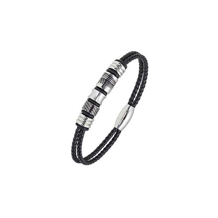 Bijoux Bracelet All Blacks Cuir Et Acier