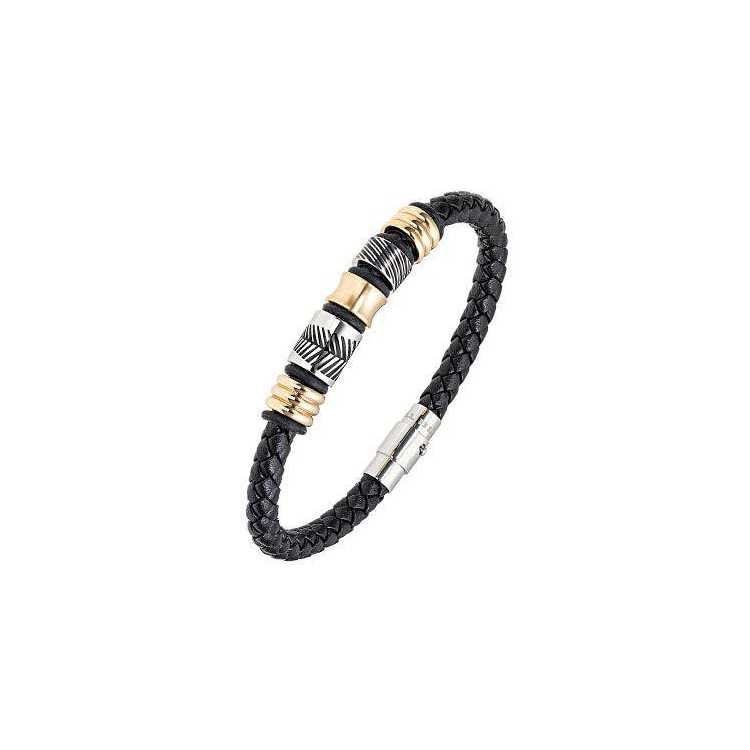 Bijoux Bracelet All Blacks Cuir Et Acier