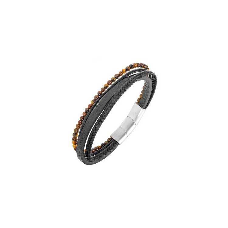 Bijoux Bracelet All Blacks Oeil De Tigre/Cuir