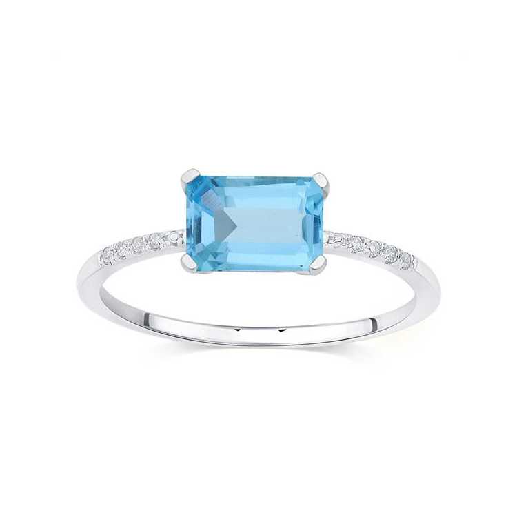 Bague Blue Topaze + 8 Diamants