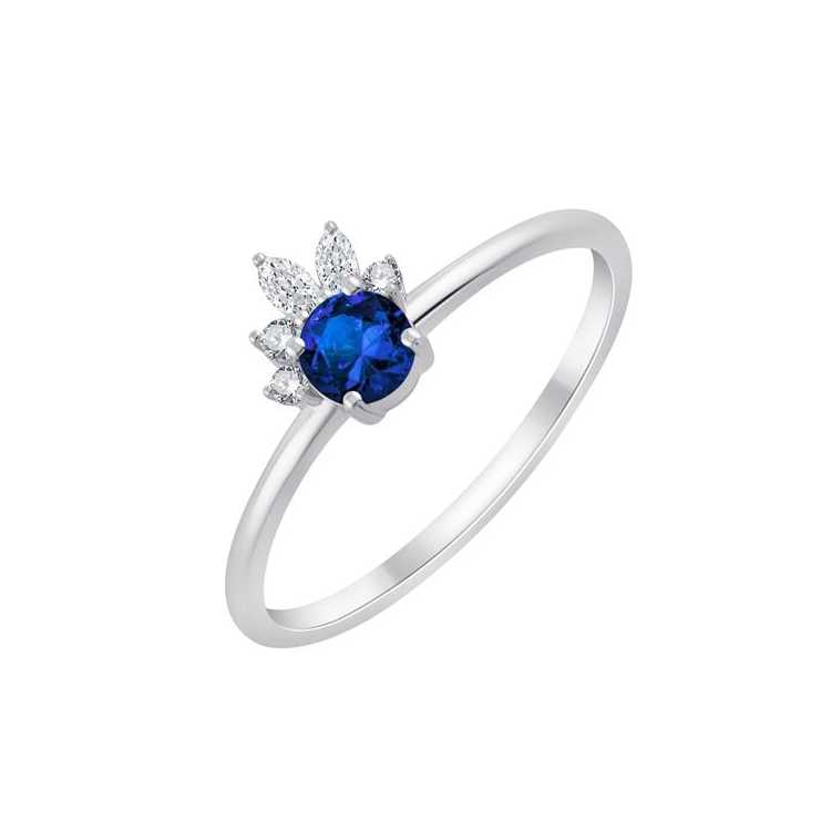 Bague 1 Saphir Et Diamants