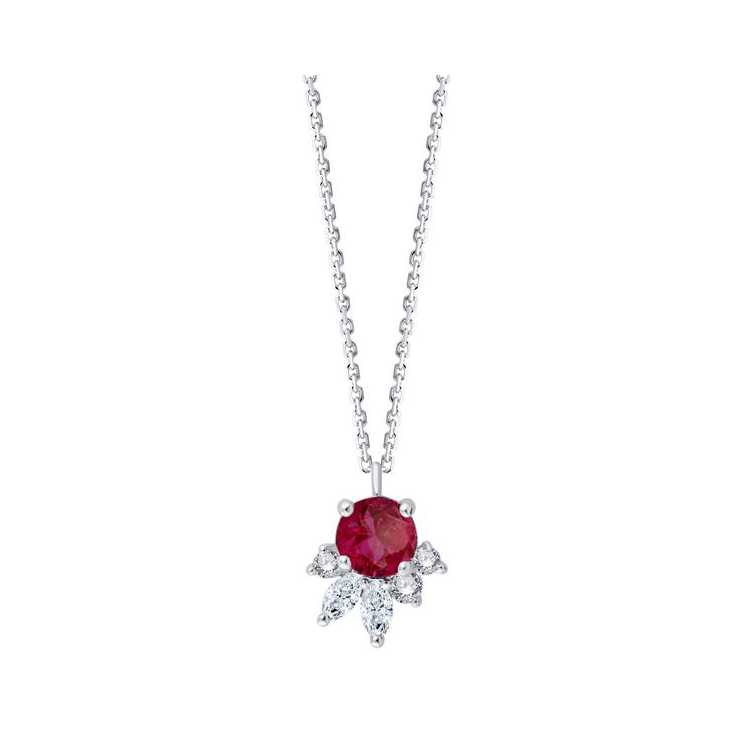 Collier 1 Rubis 0.22 Ct Et Diamants