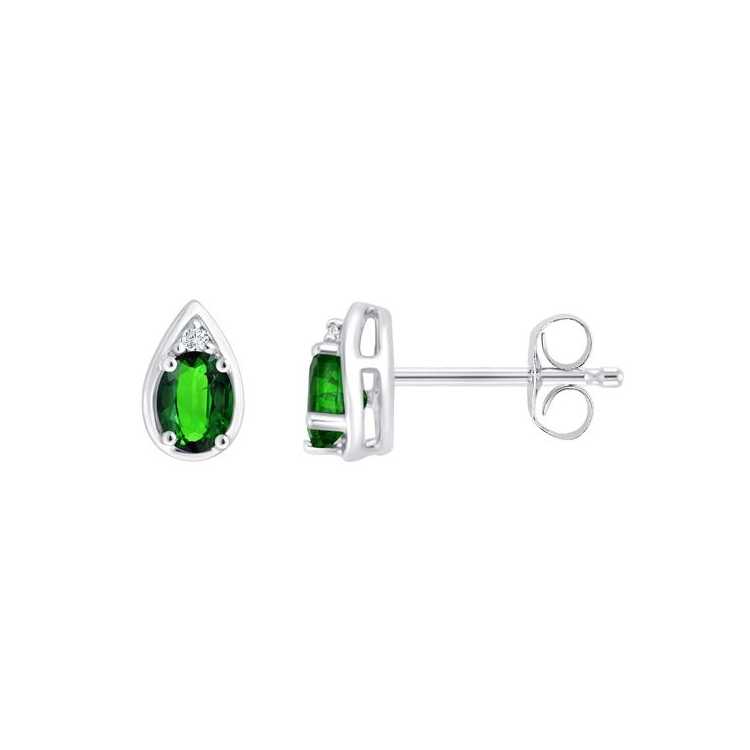 Boucles D'Oreilles Emeraudes 0.34Cts Et Diamants