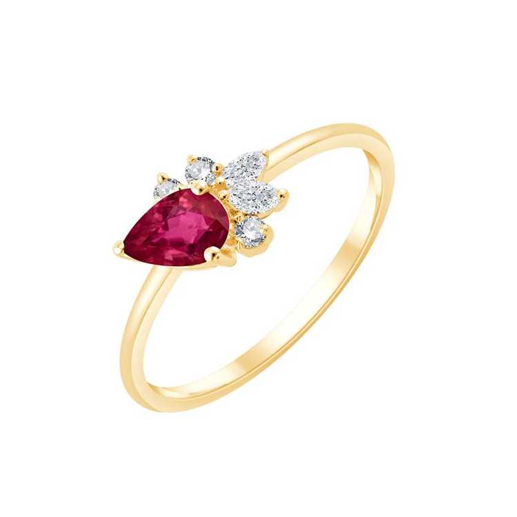 Bague 1 Rubis 0.6Cts 5Dts 0.09Cts