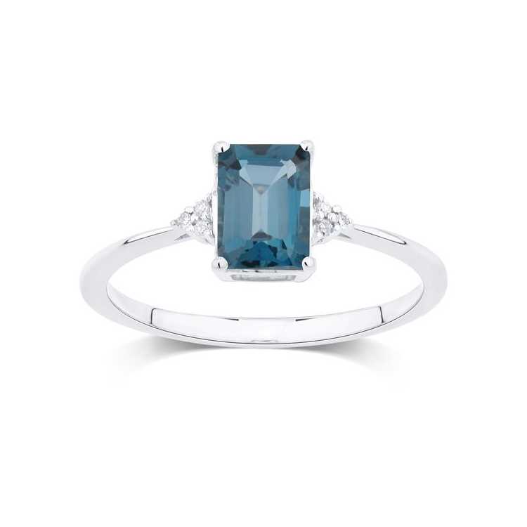 Bague 1 Blue London Topaze Et 6 Diamants